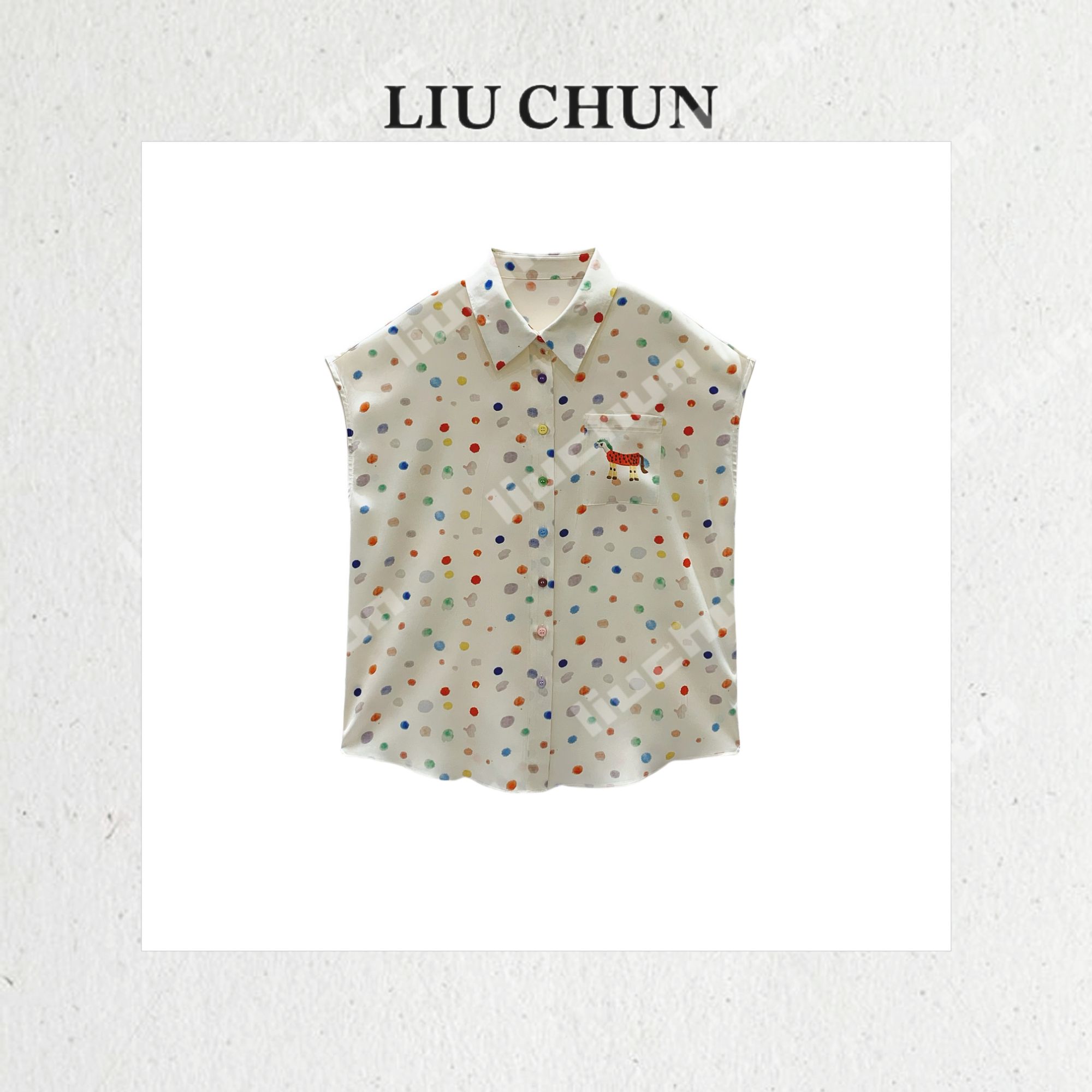 【彩色波点】CHUN家桑蚕丝双乔时尚宽松显瘦上衣