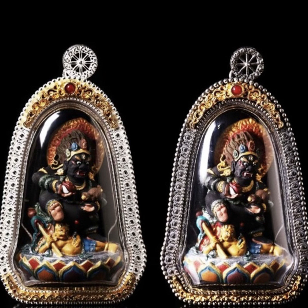 立体黑财神925银泥塑彩绘手工擦擦带绑绳礼盒