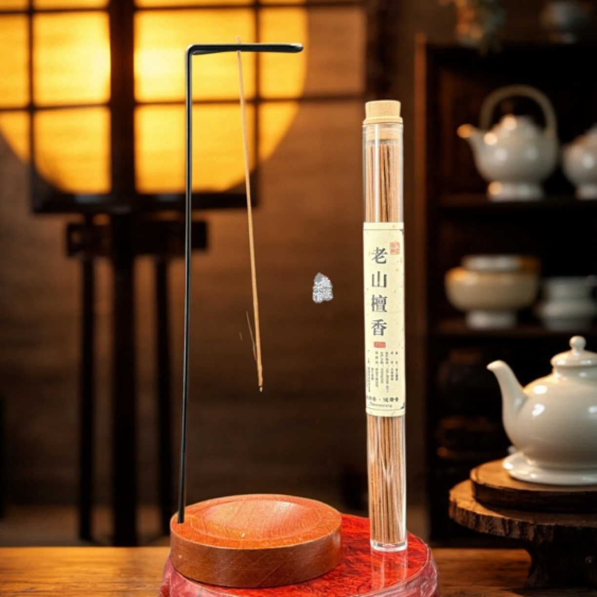 天然檀香龙涎留香茶室线香坐摆件