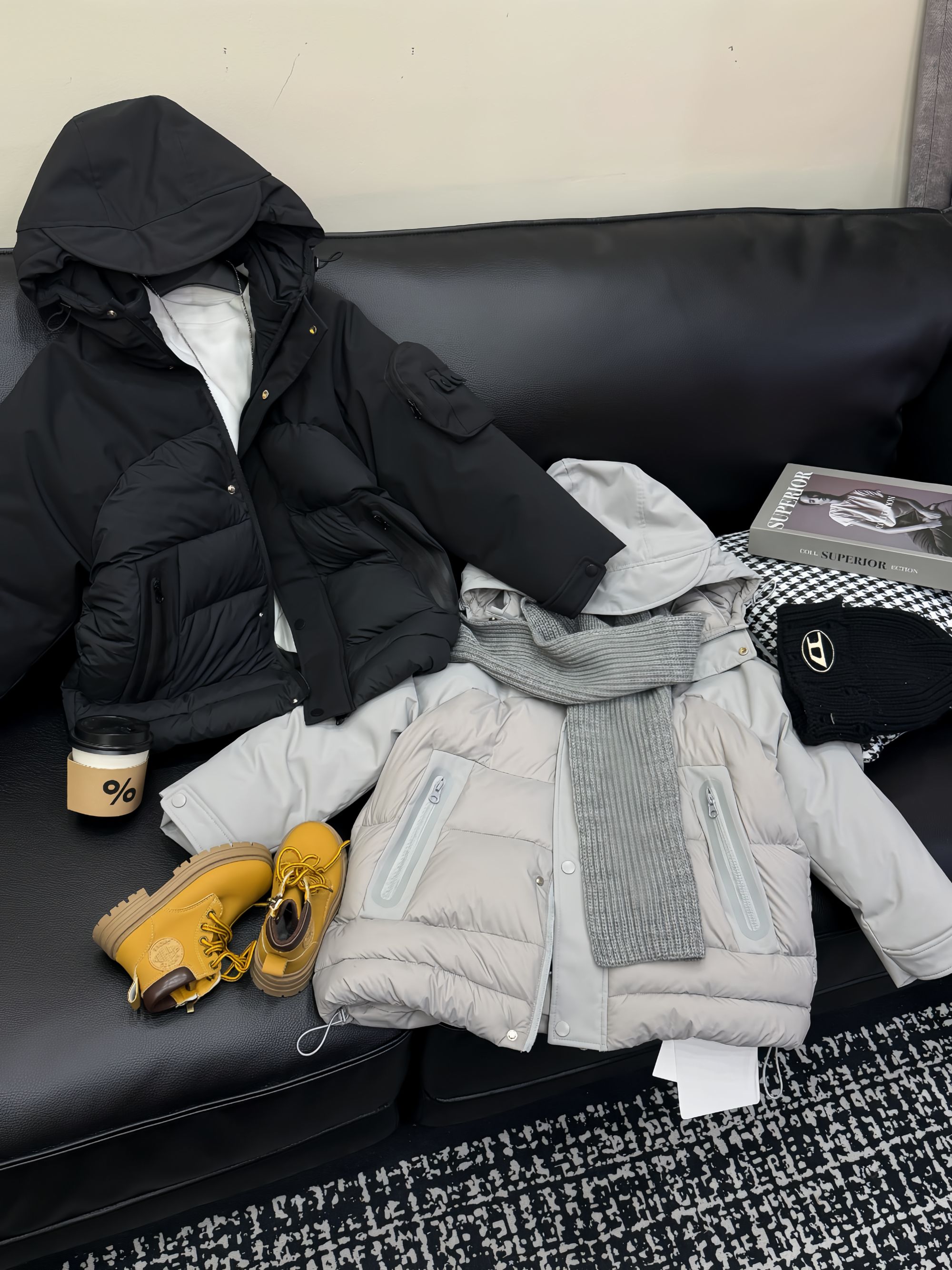 韩系三防拼接超轻保暖棉服男女童工装风