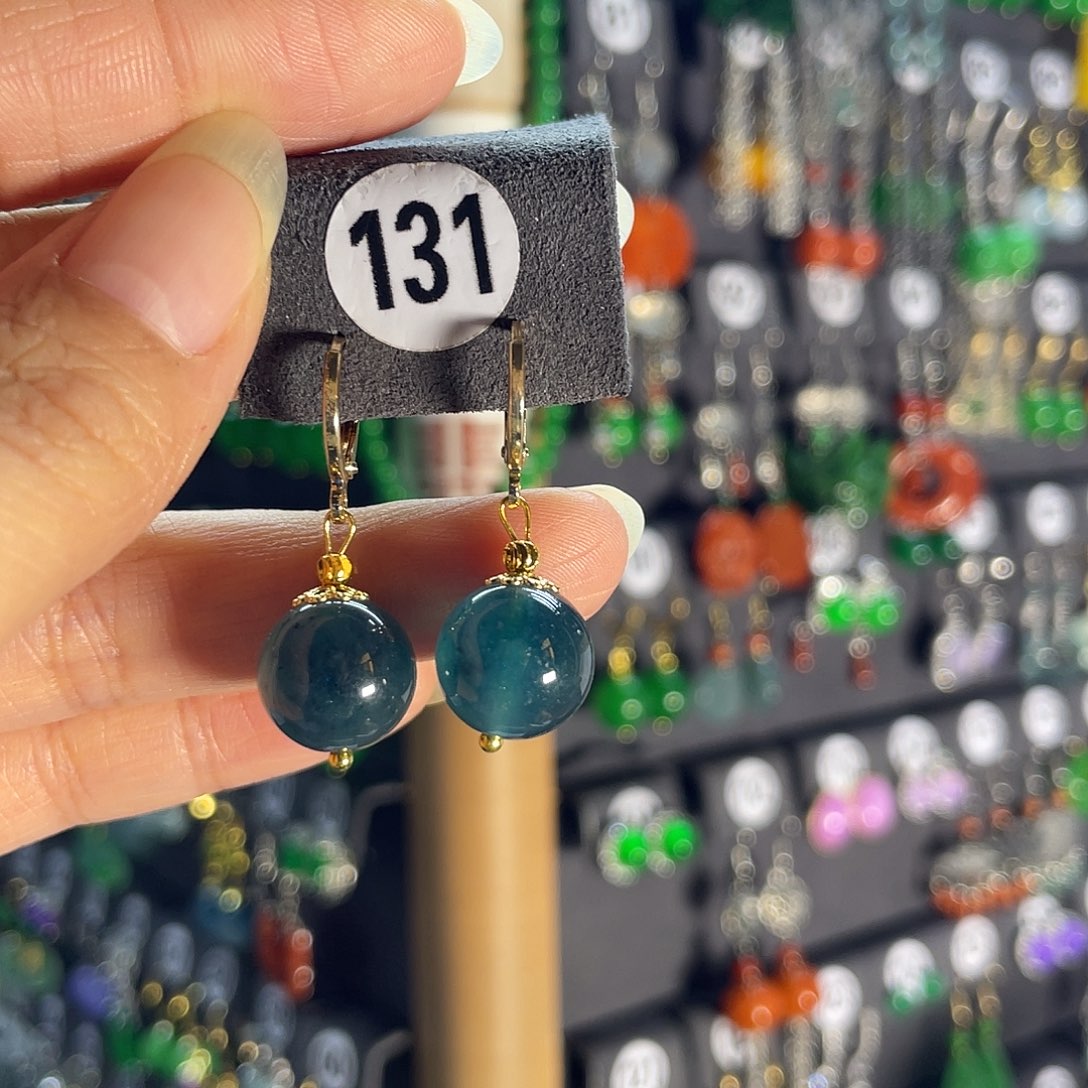 翡翠银S925镶嵌耳饰131