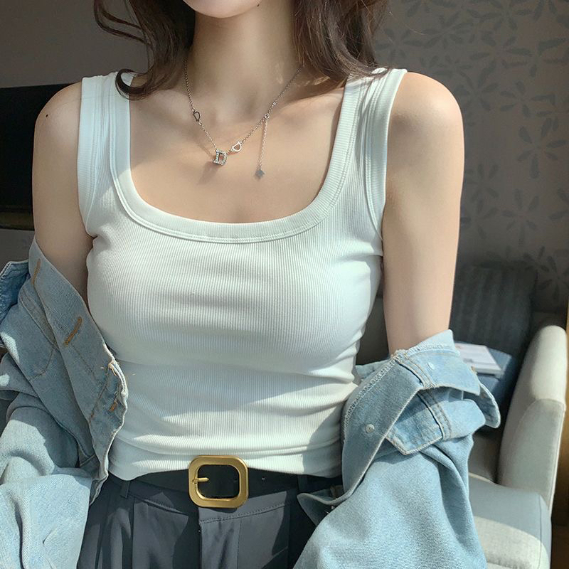 美式宽肩遮副乳吊带背心女内搭夏季薄款修身简约洋气百搭打底上衣