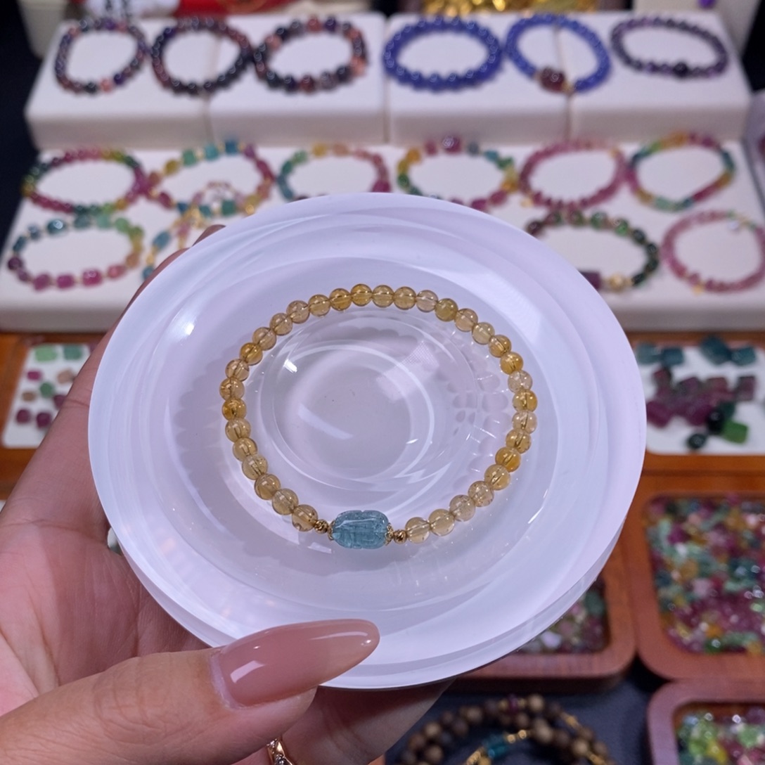 碧玺未镶嵌手链碧玺落日橙手链