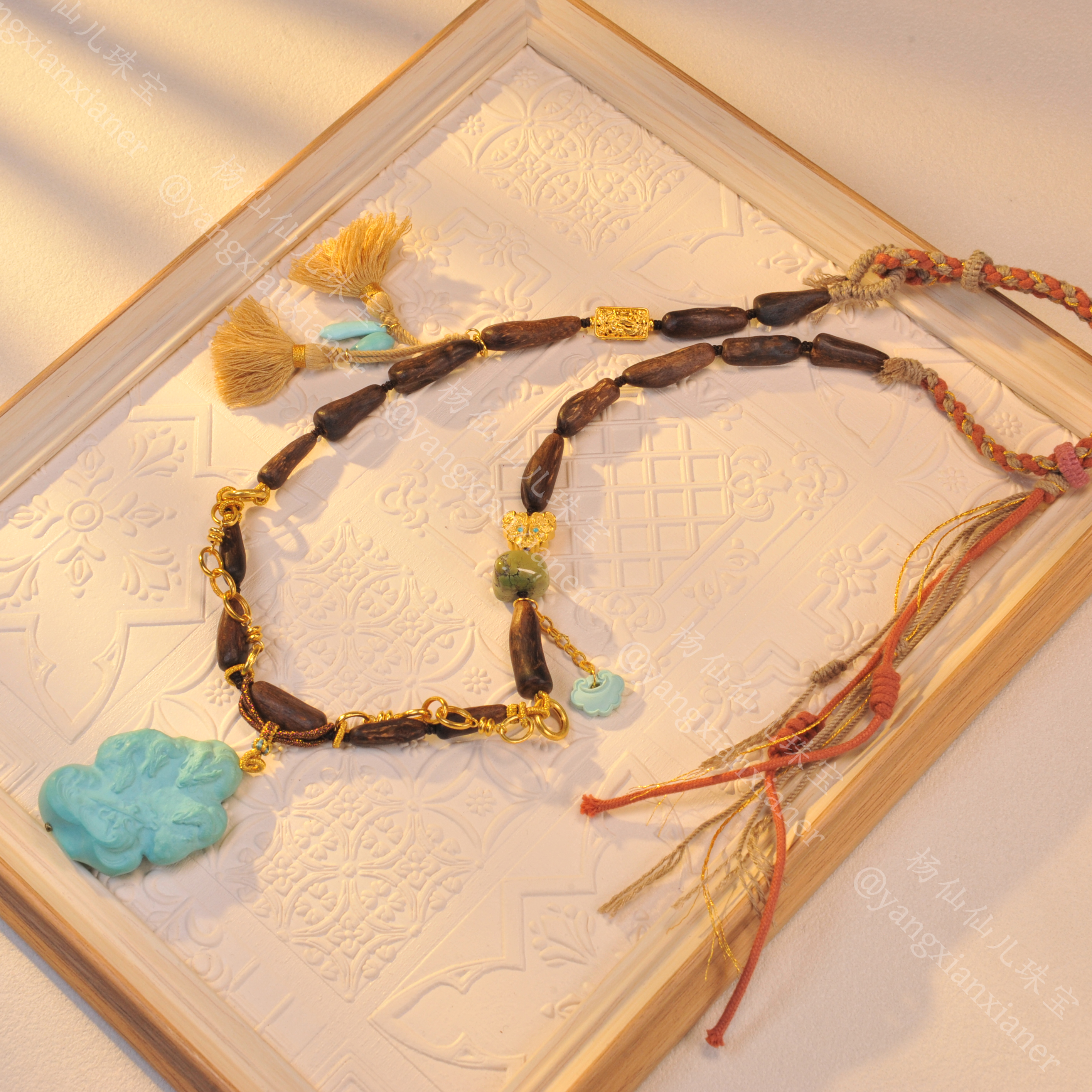 沉香【杨仙仙珠宝】18K金镶嵌老惠安沉香多宝项链-5301