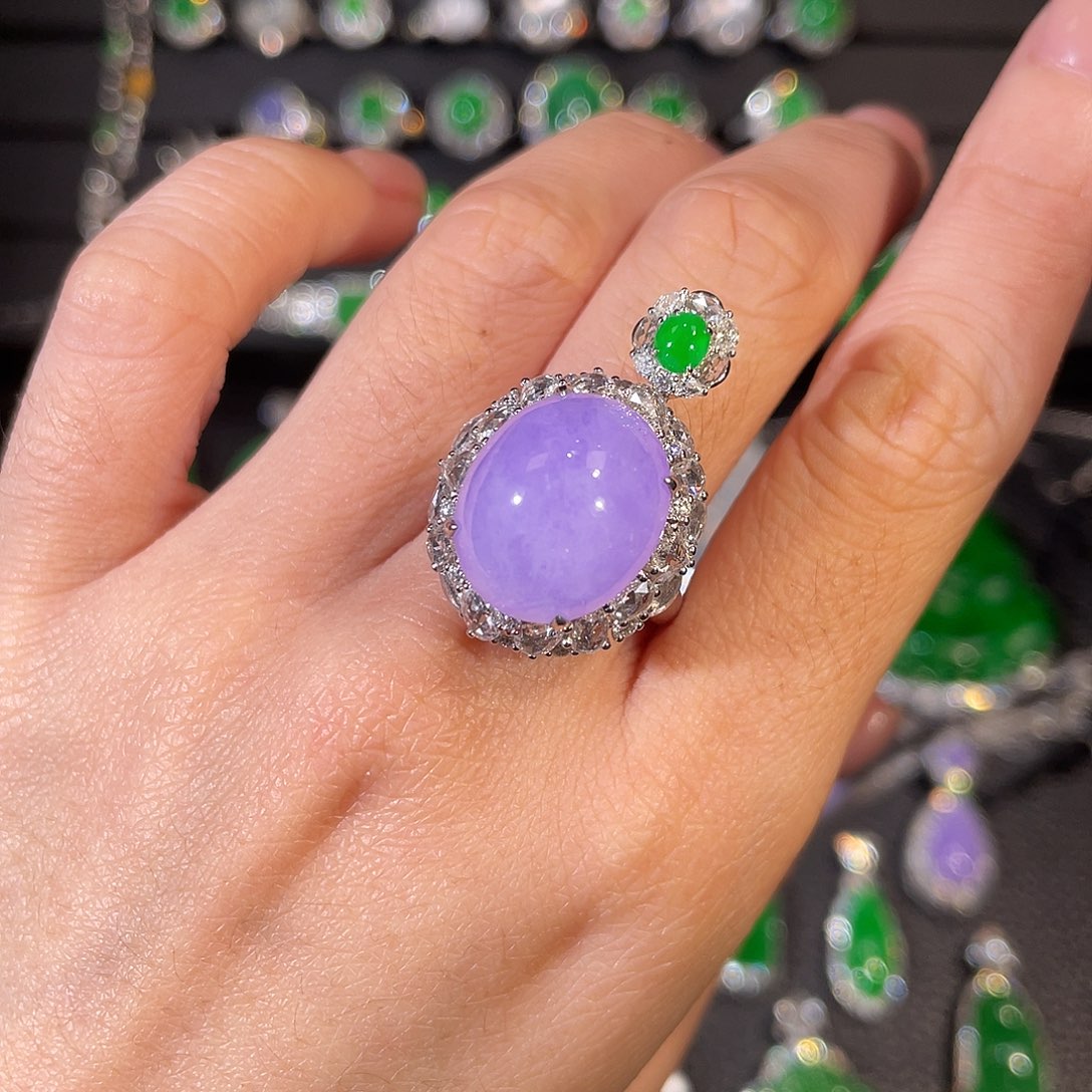 翡翠18K金镶嵌吊坠(不含链)蛋面两用款