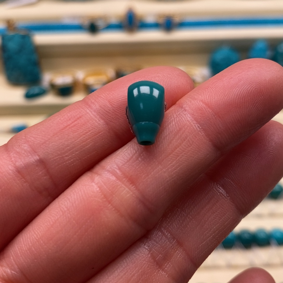 绿松石未镶嵌珠宝奇石对孔7厚度7西施壶三通