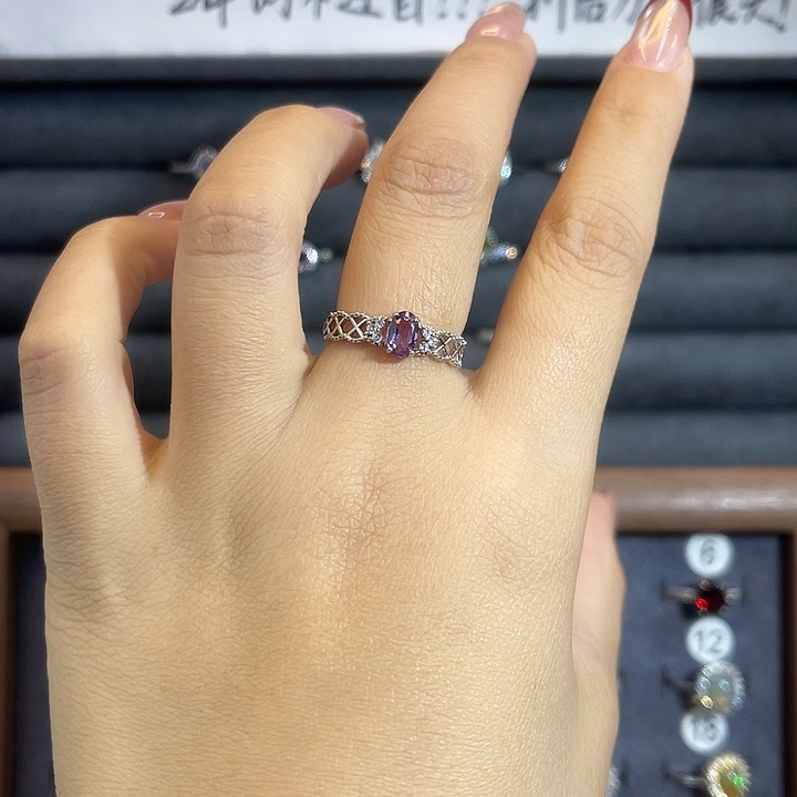 银S925镶嵌戒指烟晶