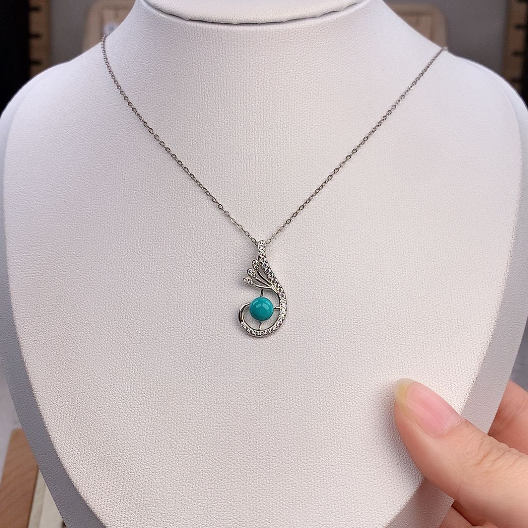 绿松石颈饰银S925镶嵌