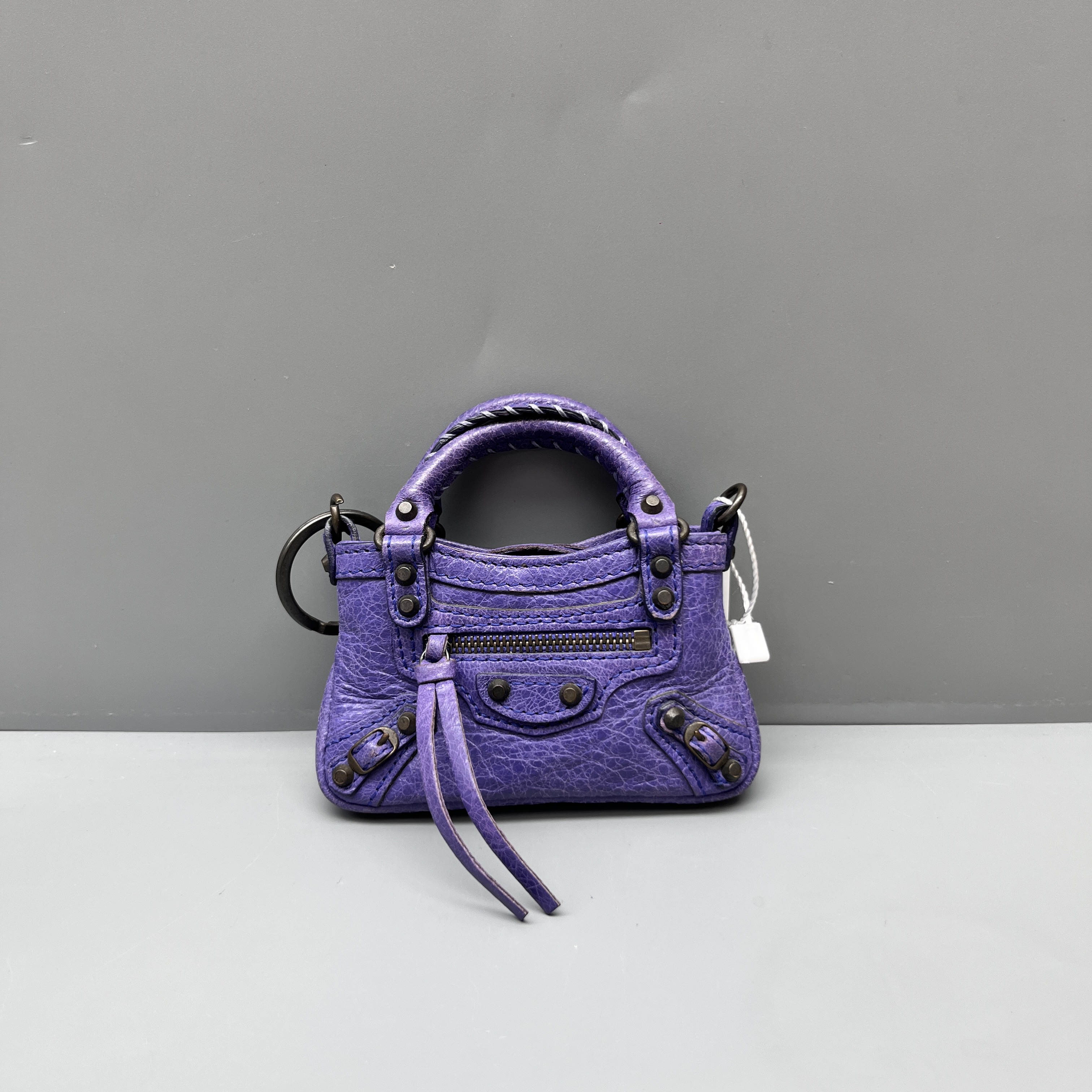 95新 Balenciaga/巴黎世家 紫色机车零钱包 尺寸10*6 SV18235