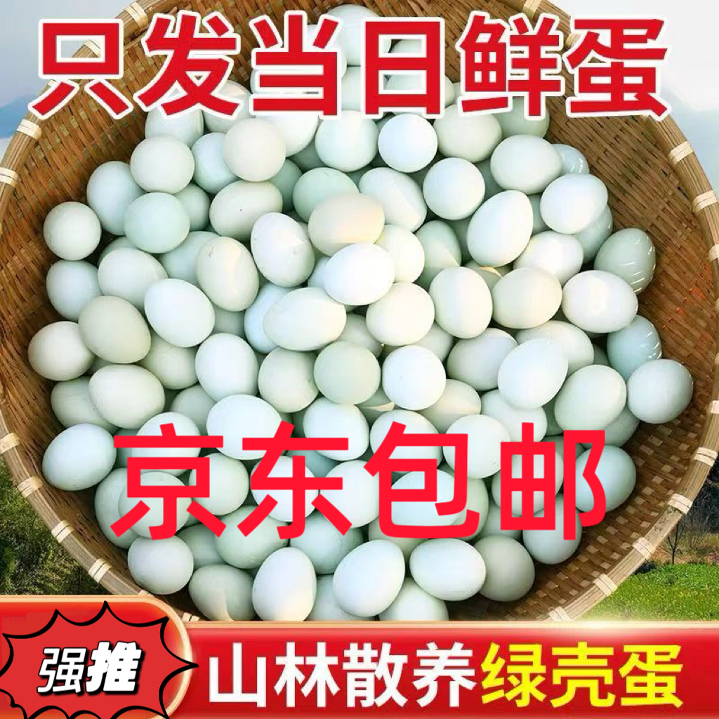京东包邮【大个土鸡蛋】50枚乌鸡蛋绿壳单枚50-55克