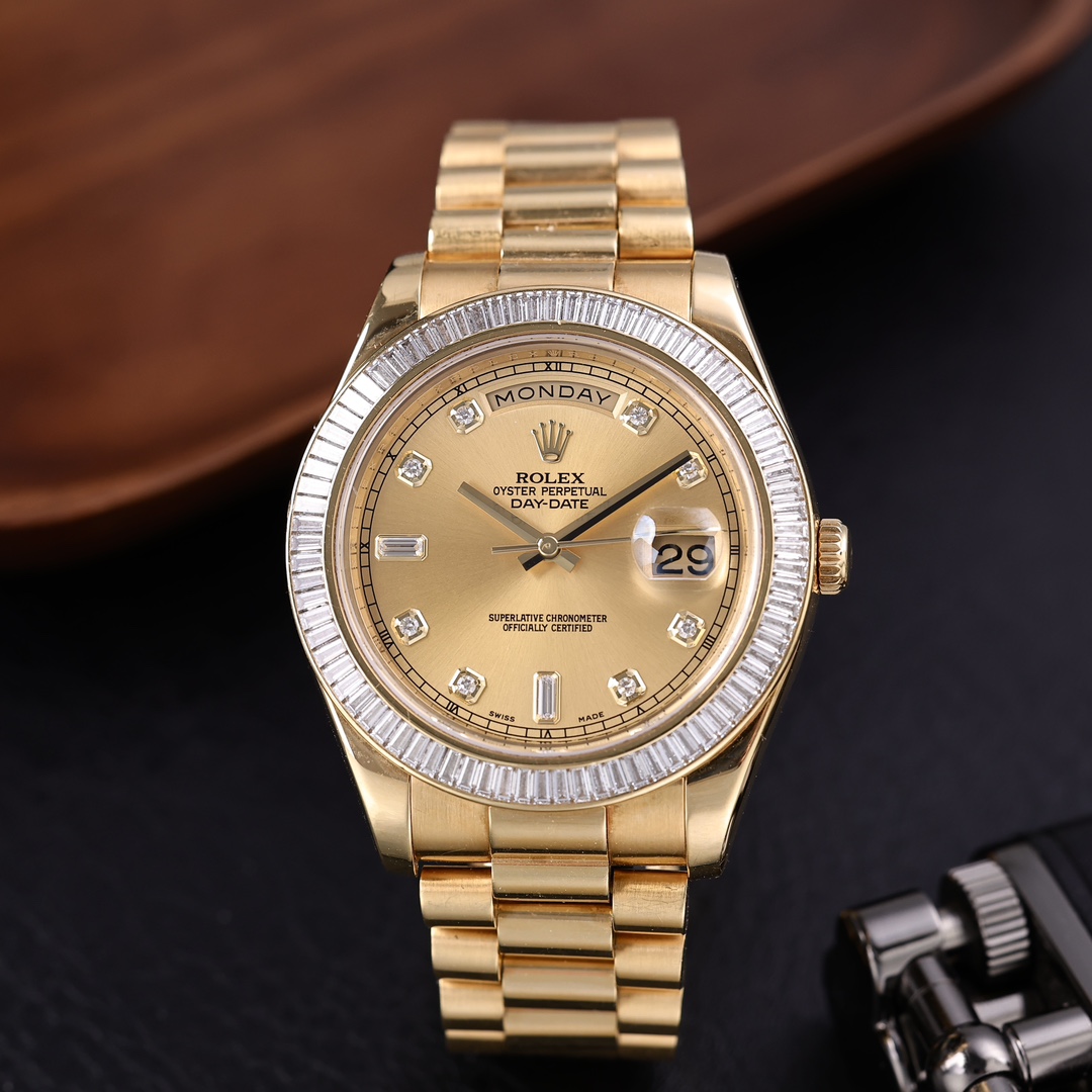 95新 Rolex/劳力士 218398 41mm 80颗方形钻石 2013年保卡带发票
