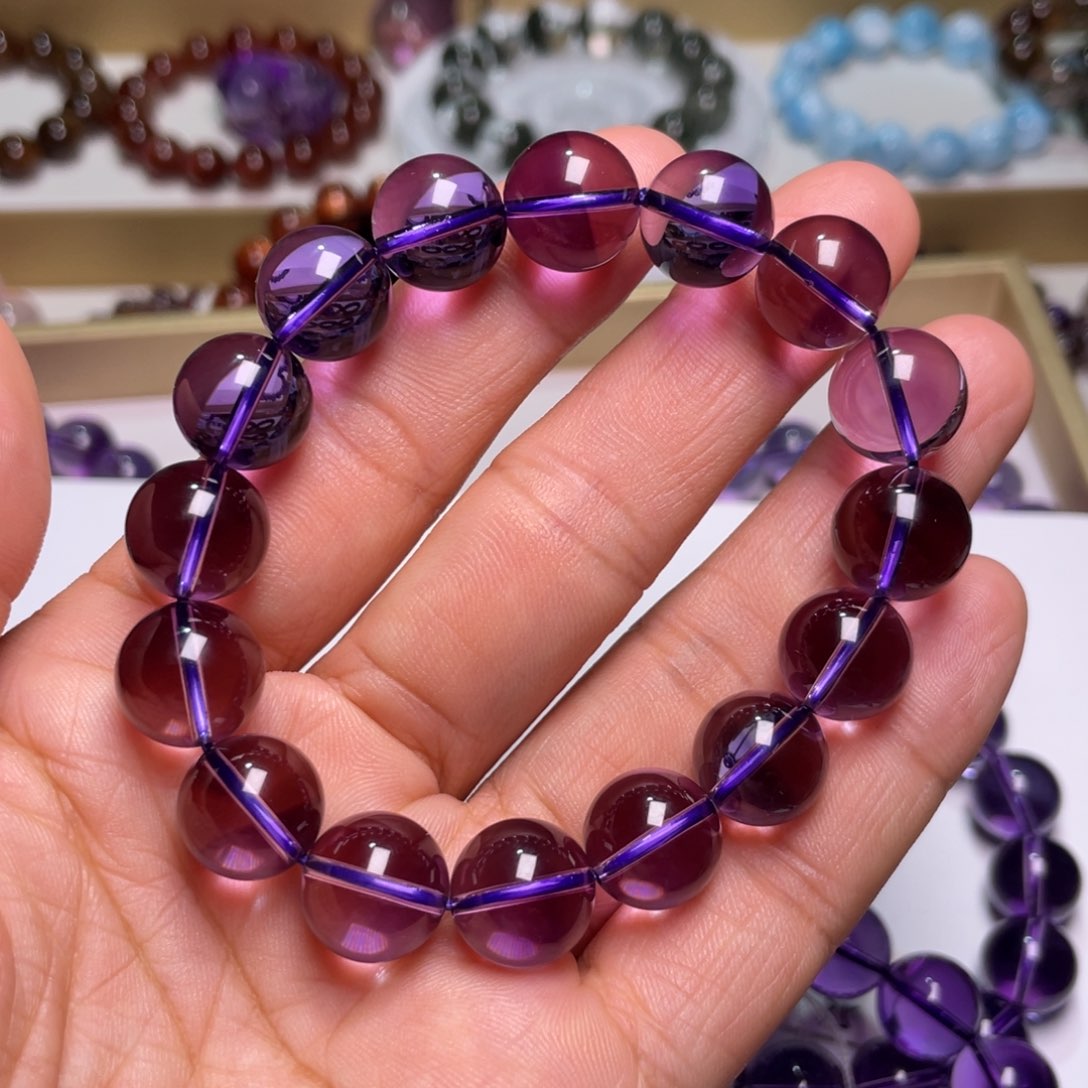 水晶手链未镶嵌幸****?巴西紫水晶13+m