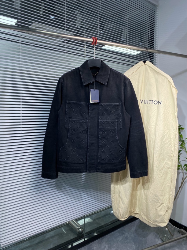 全新 路易威登 LV 24FW牛仔夹克 外套 浮雕满印 暗纹logo 46码