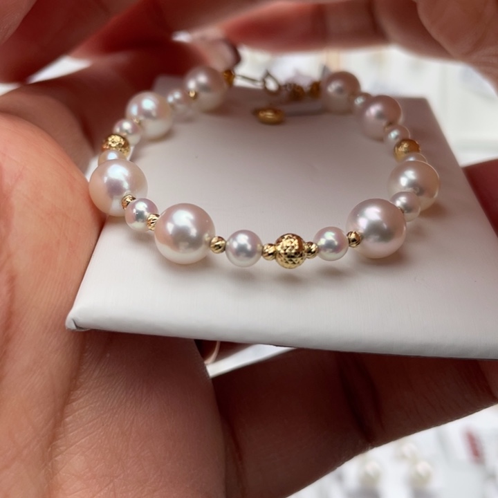 海水珍珠手镯18K金镶嵌