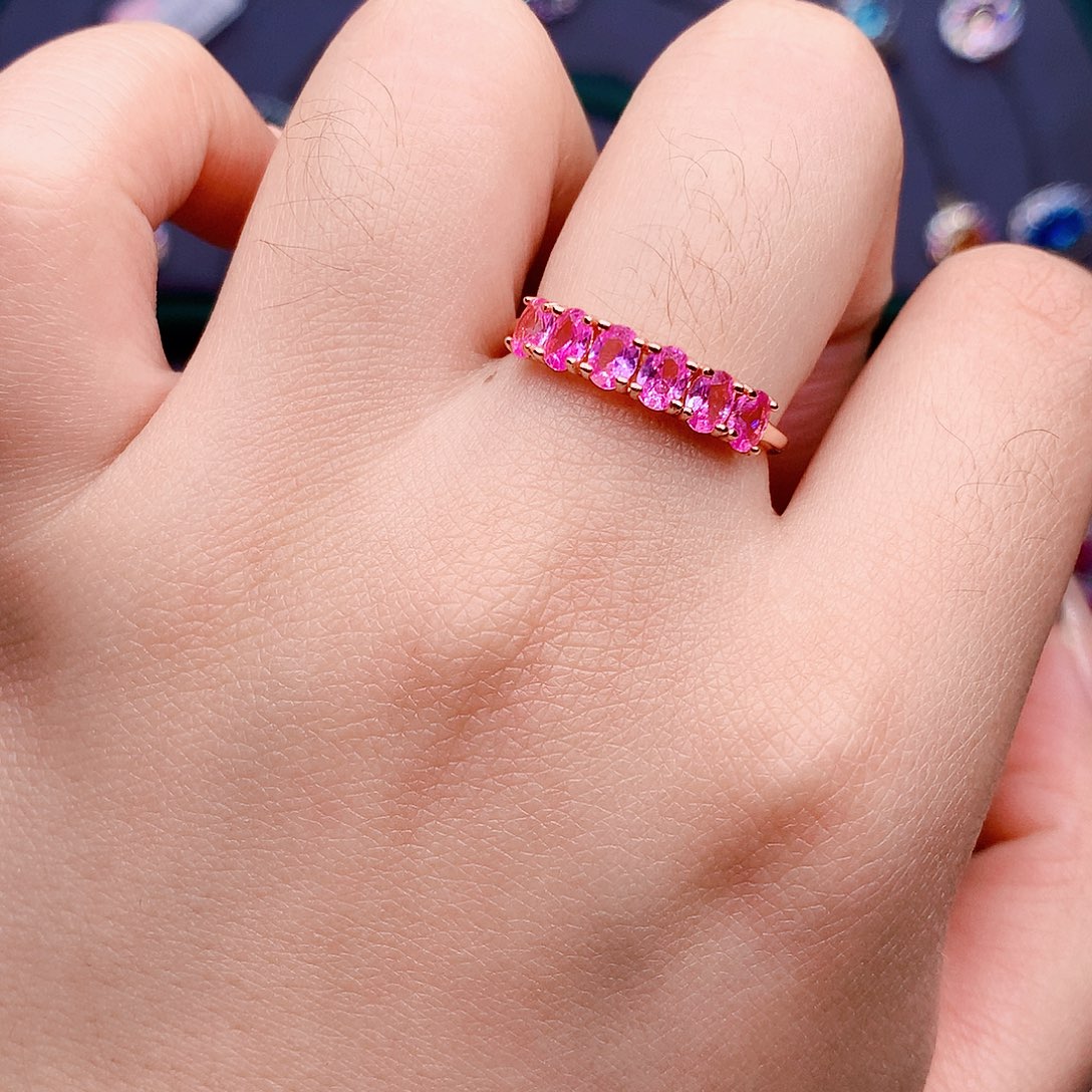 彩色蓝宝石戒指银S925镶嵌