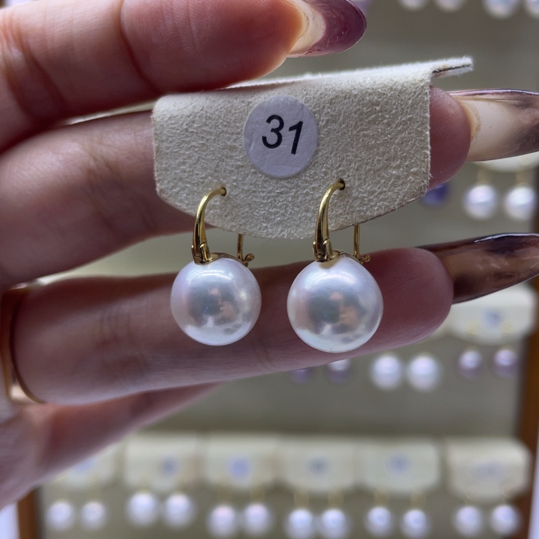 淡水珍珠耳饰18K金镶嵌