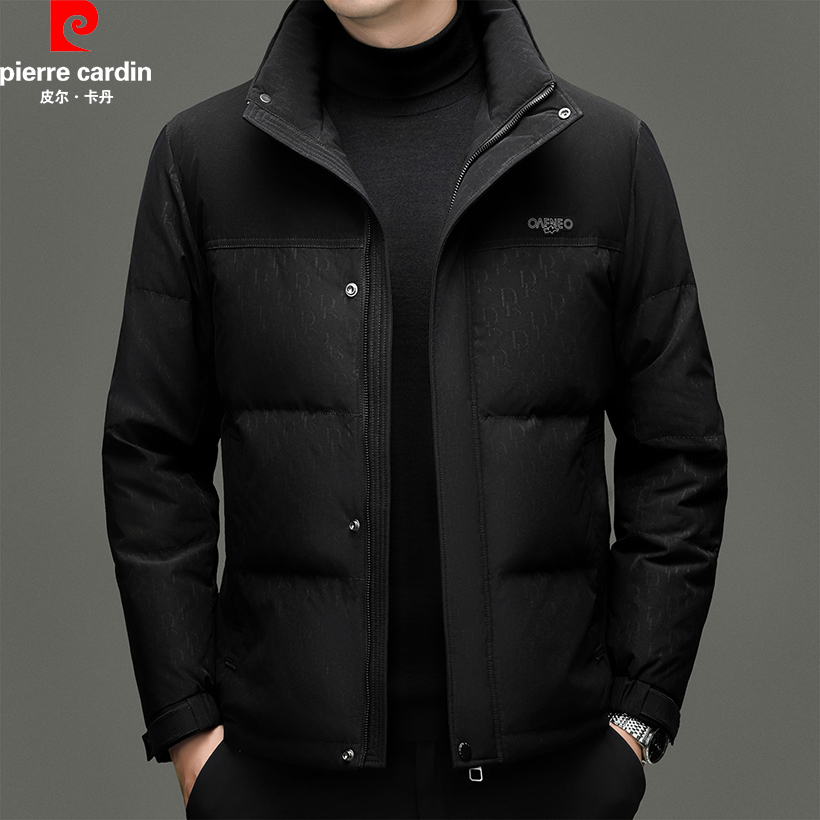 皮尔卡丹冬季休闲羽绒服男士白鸭绒外套商务中青年高端立领防寒衣