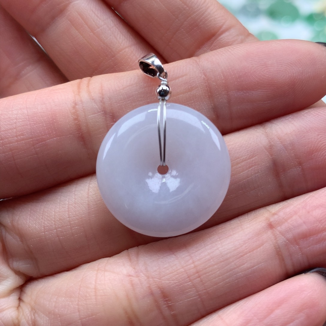 翡翠吊坠(不含链)14K金镶嵌平安扣