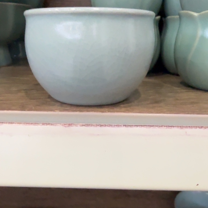 杯仿古月白纯手平安缸杯大瑕0