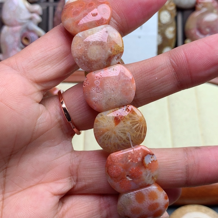硅化珊瑚（珊瑚玉）颈饰未镶嵌