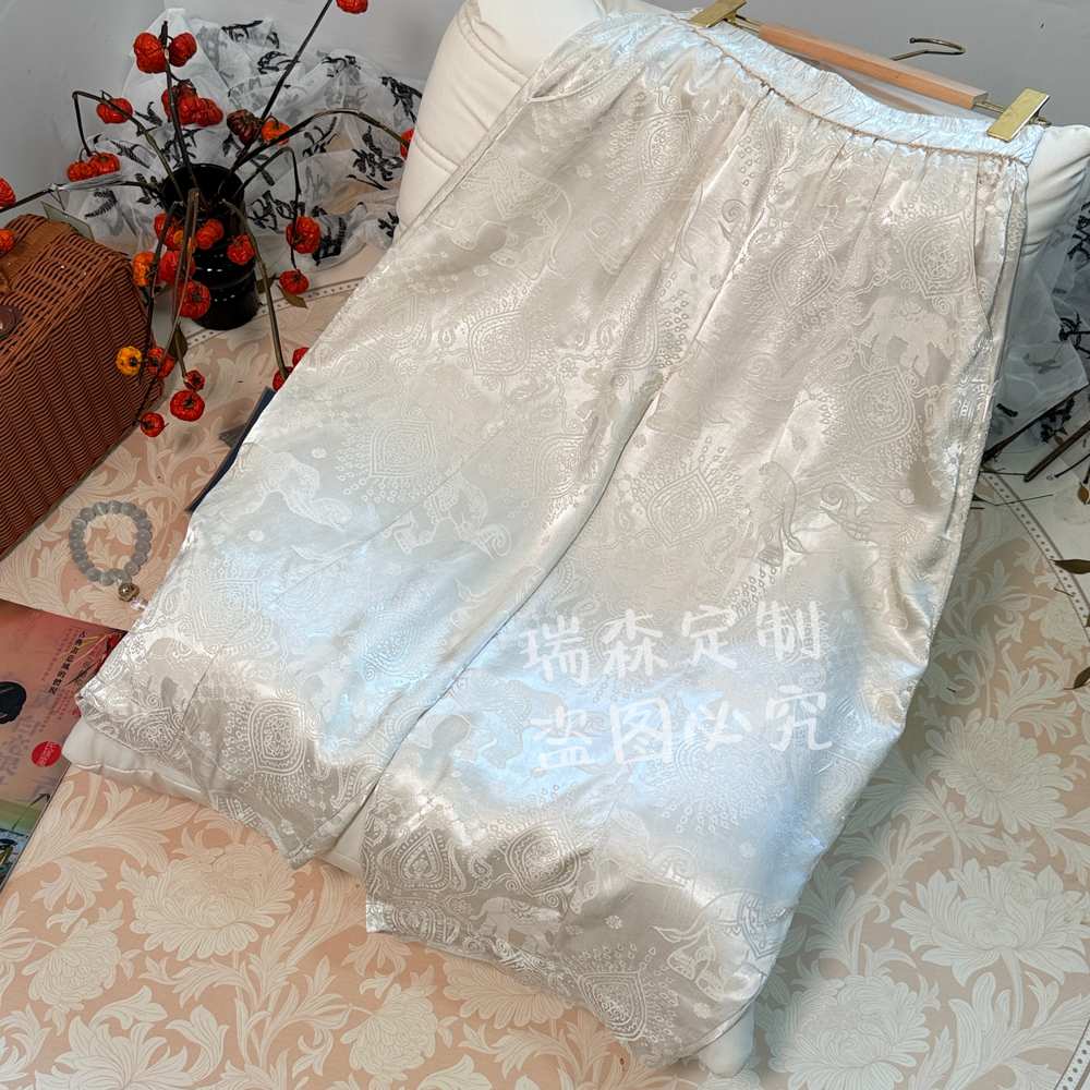 859 重磅满分100%桑蚕丝小象花苞裤气质奶奶裤-腰围68-裤长85