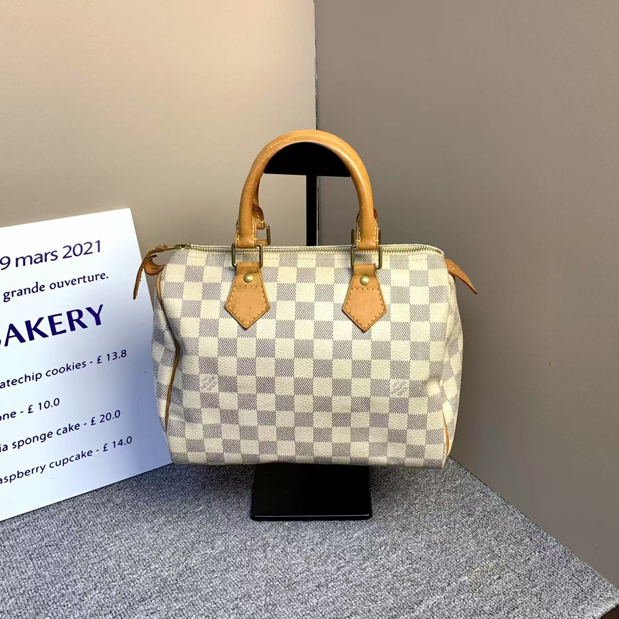 95新 LouisVuitton/路易威登 LV白棋盘格/路易威登波士顿25