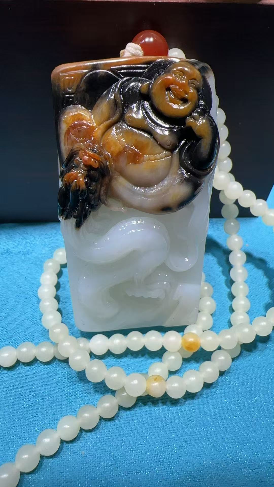 和田玉弥勒佛挂件牌