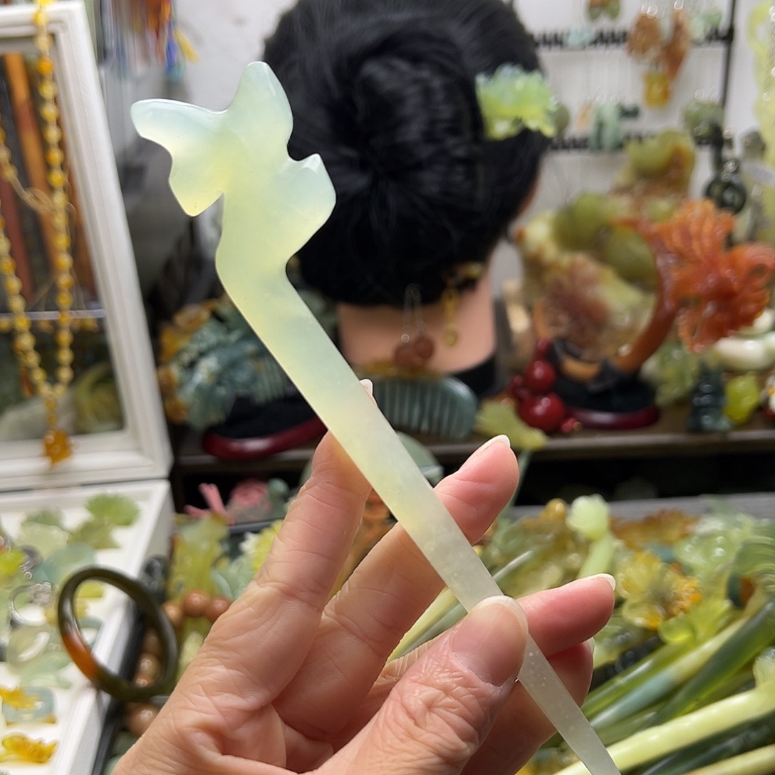 蛇纹石玉发饰合金