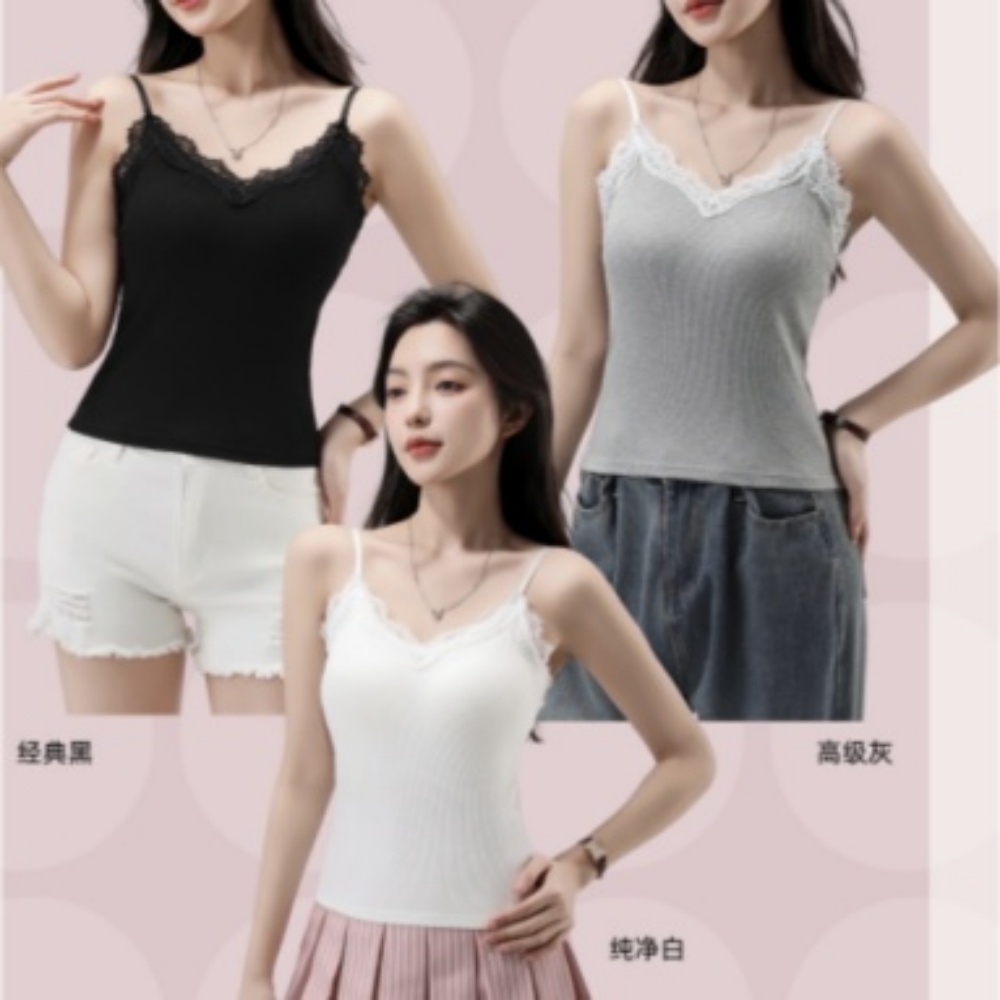 薄款白色上衣黑色内穿性感风打底纯净夏季内搭蕾丝吊带背心美背