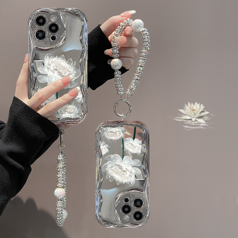 网红同款15手机壳iphone14昙花链条13/12电镀银11全包防摔xs