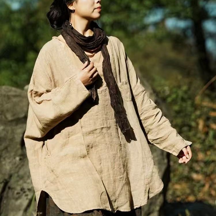 麻衣者亚麻V领套头衫