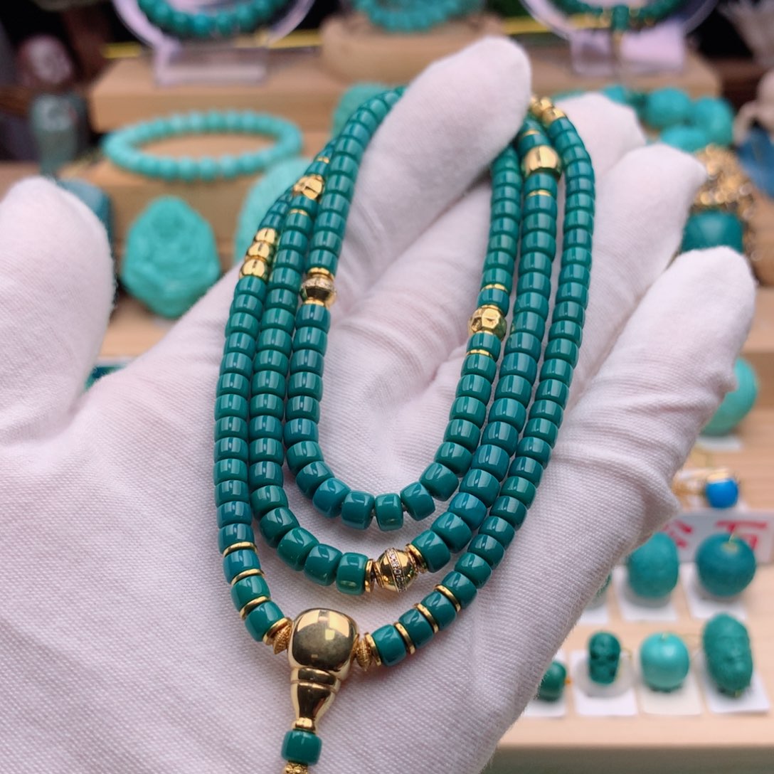 绿松石珠宝奇石18K金镶嵌