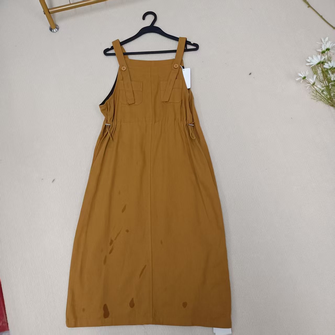 唯琳剪标   A8-11-Q-050款   100棉黄色背带裙长110