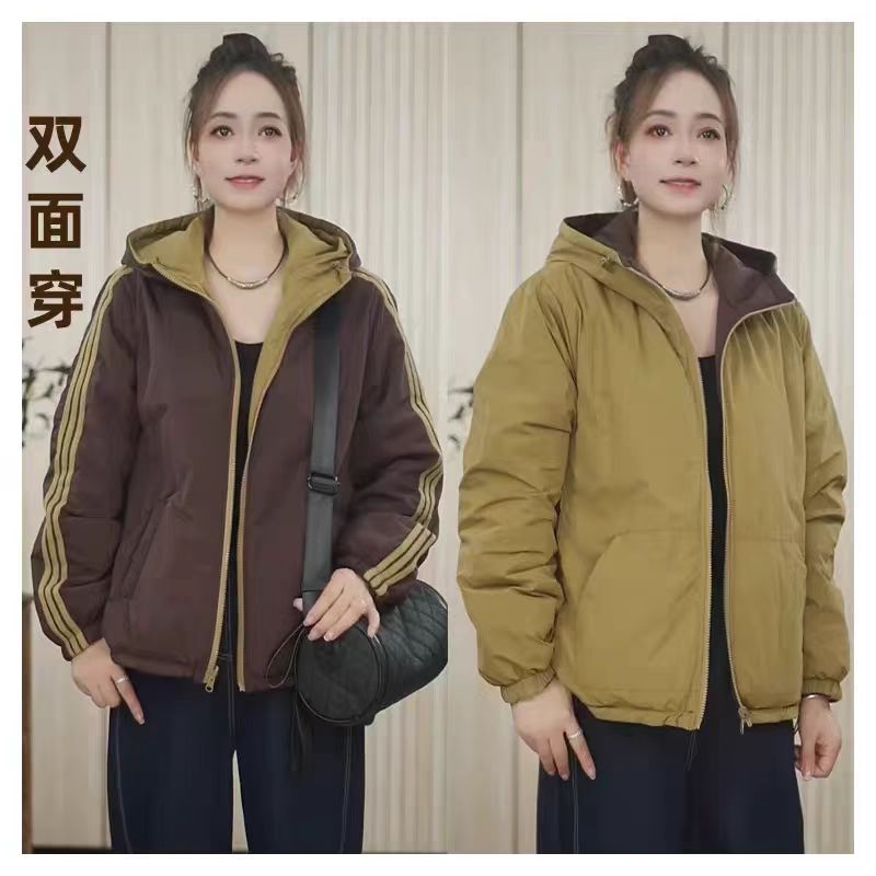 【双面双穿】里外可穿棉衣撞色不分正反面棉服外套2025冬季新款夹棉