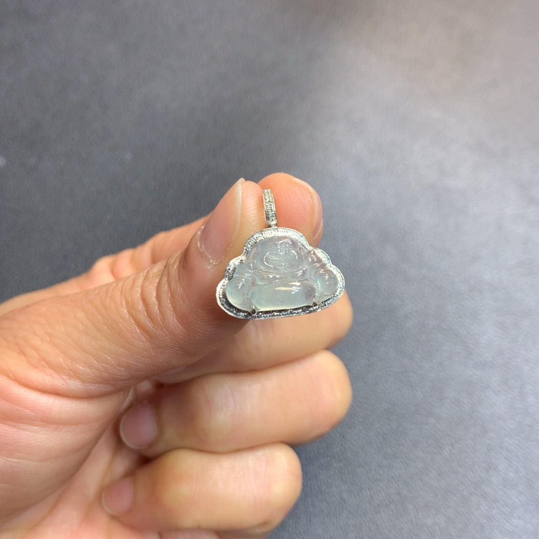 翡翠吊坠(不含链)18K金镶嵌