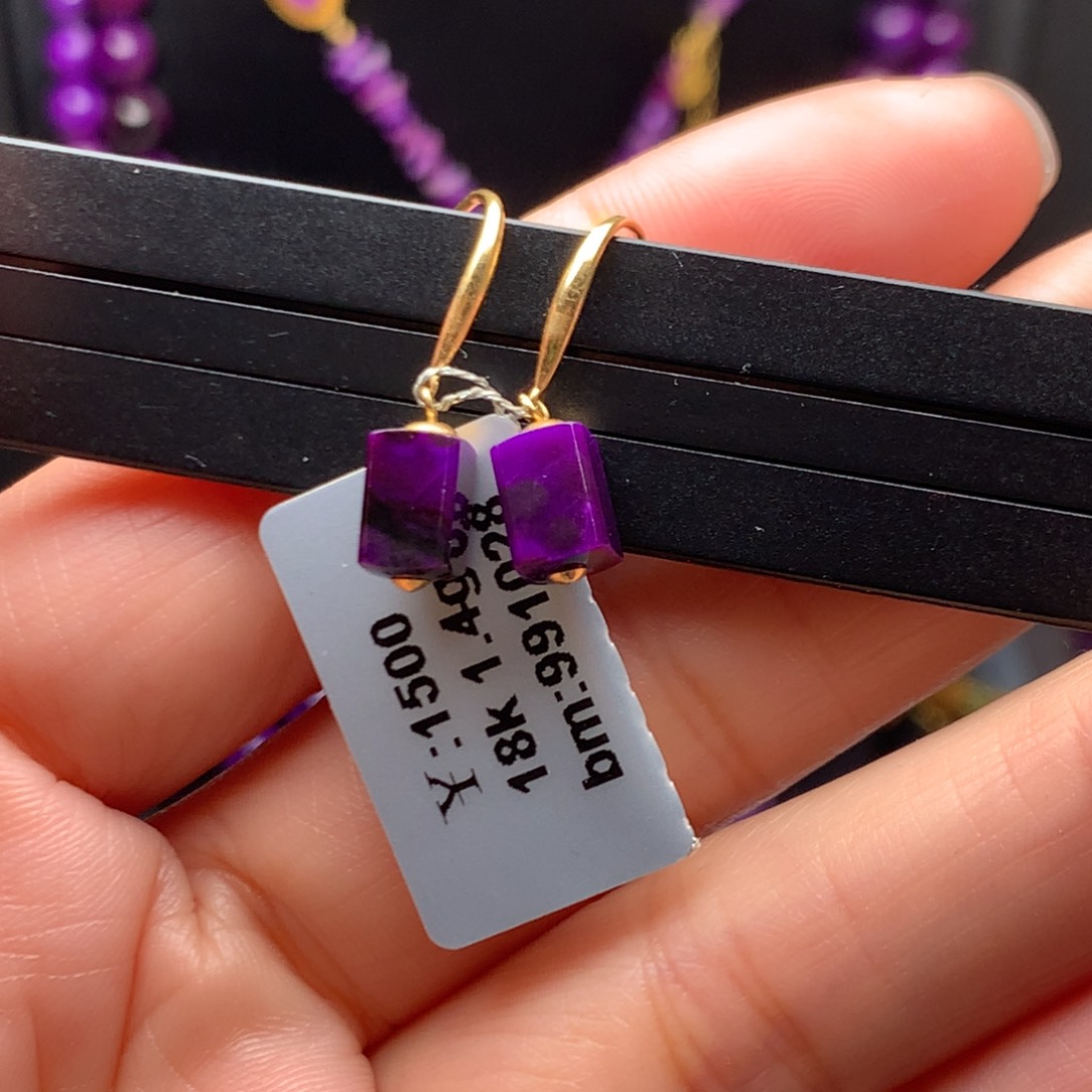 苏纪石（舒俱来）银S925镶嵌耳饰