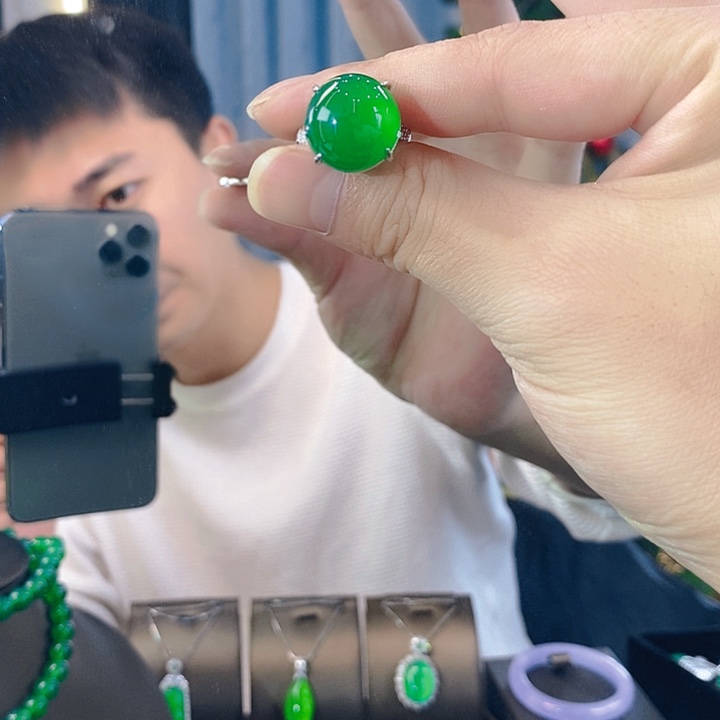 玛瑙/玉髓戒指银S925镶嵌