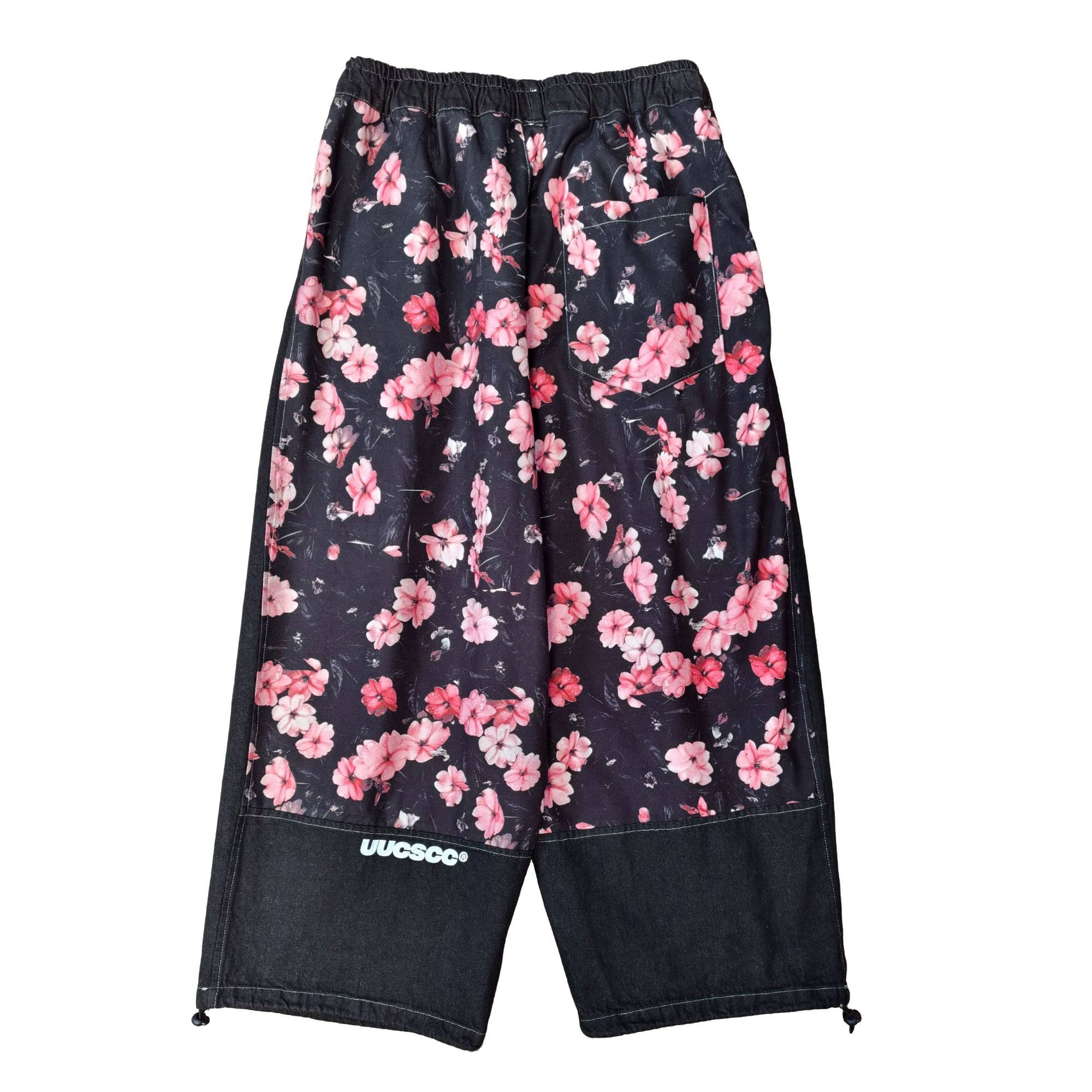 娑尔国风桃花朵朵松紧要休闲阔腿长裤20252016-199孤品