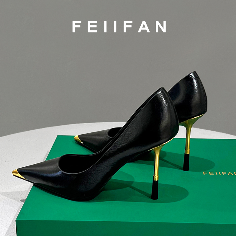 【现货】黑色高跟鞋2025春秋新款细跟高级感气质百搭法式单鞋女7736