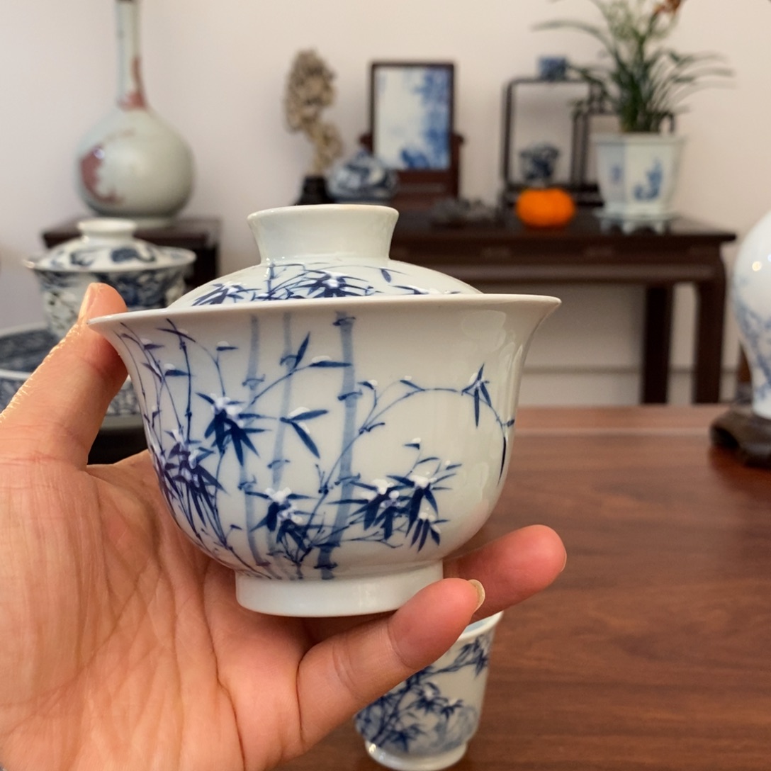 深**一宋墨文人雅器盖碗