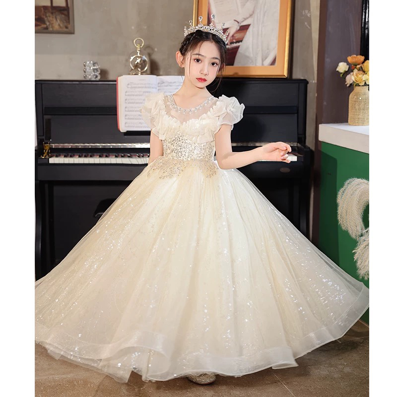 女童夏季主持人晚礼服钢琴演出服生日宴公主蓬蓬裙