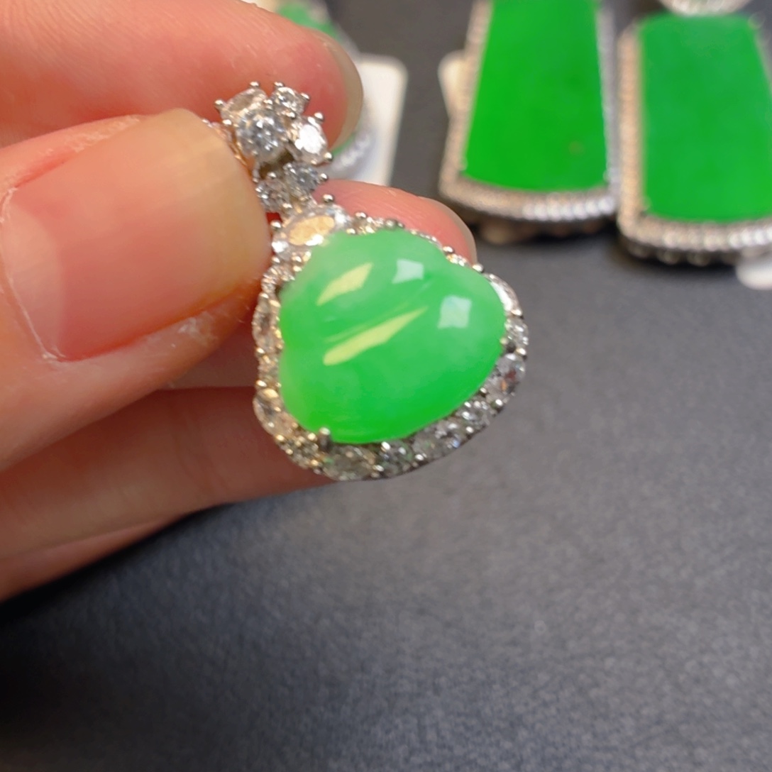 翡翠银S925镶嵌吊坠(不含链)