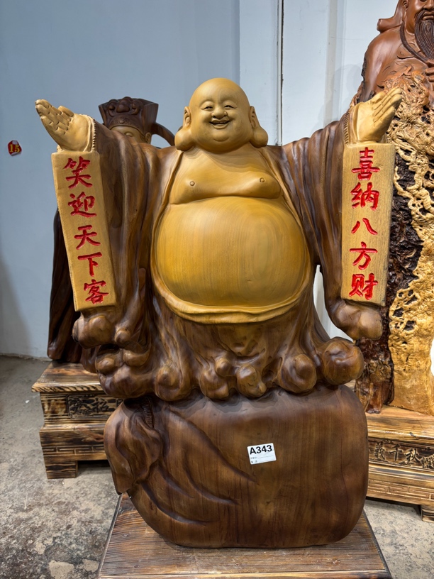 香樟木雕刻人物摆件