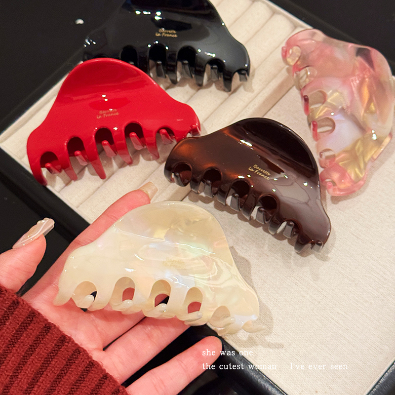 复古金标高级感醋酸抓夹女2025新款鲨鱼夹发卡后脑勺夹子头饰发夹