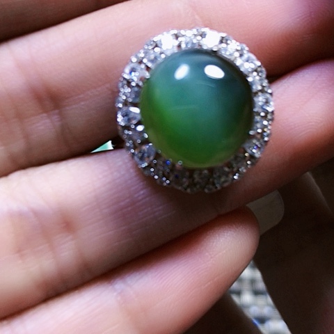 和田玉银S925镶嵌戒指