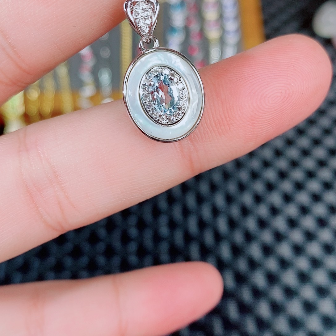 海蓝宝石戒圈银S925镶嵌