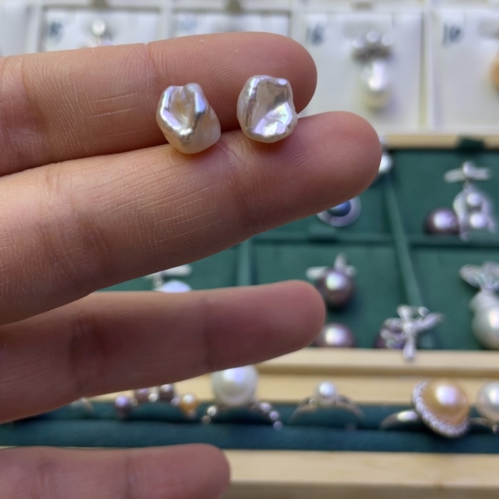 淡水珍珠耳饰银S925镶嵌