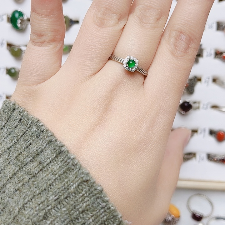 翡翠银S925镶嵌戒指