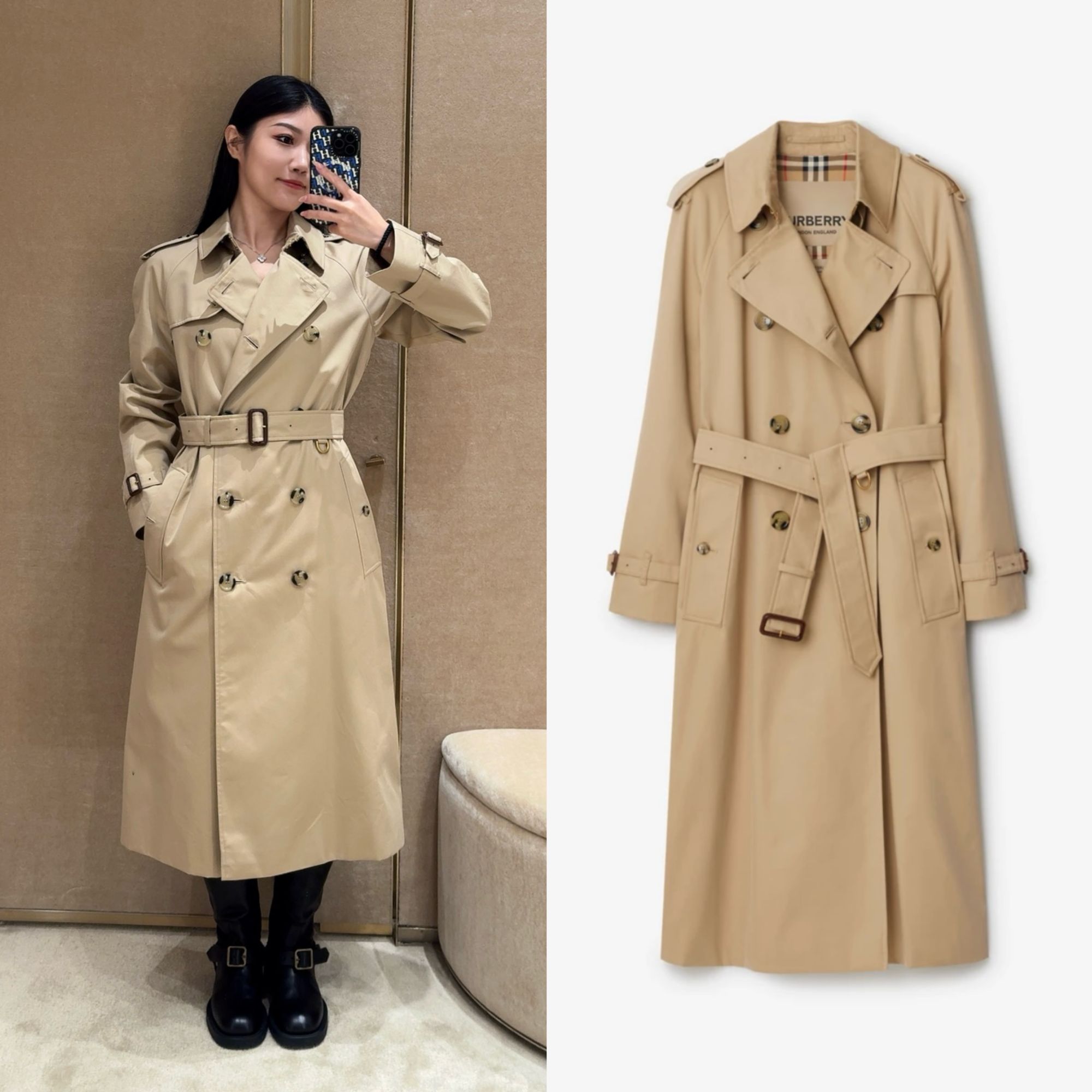 未使用 BURBERRY/博柏利 经典滑铁卢版型长款女士风衣