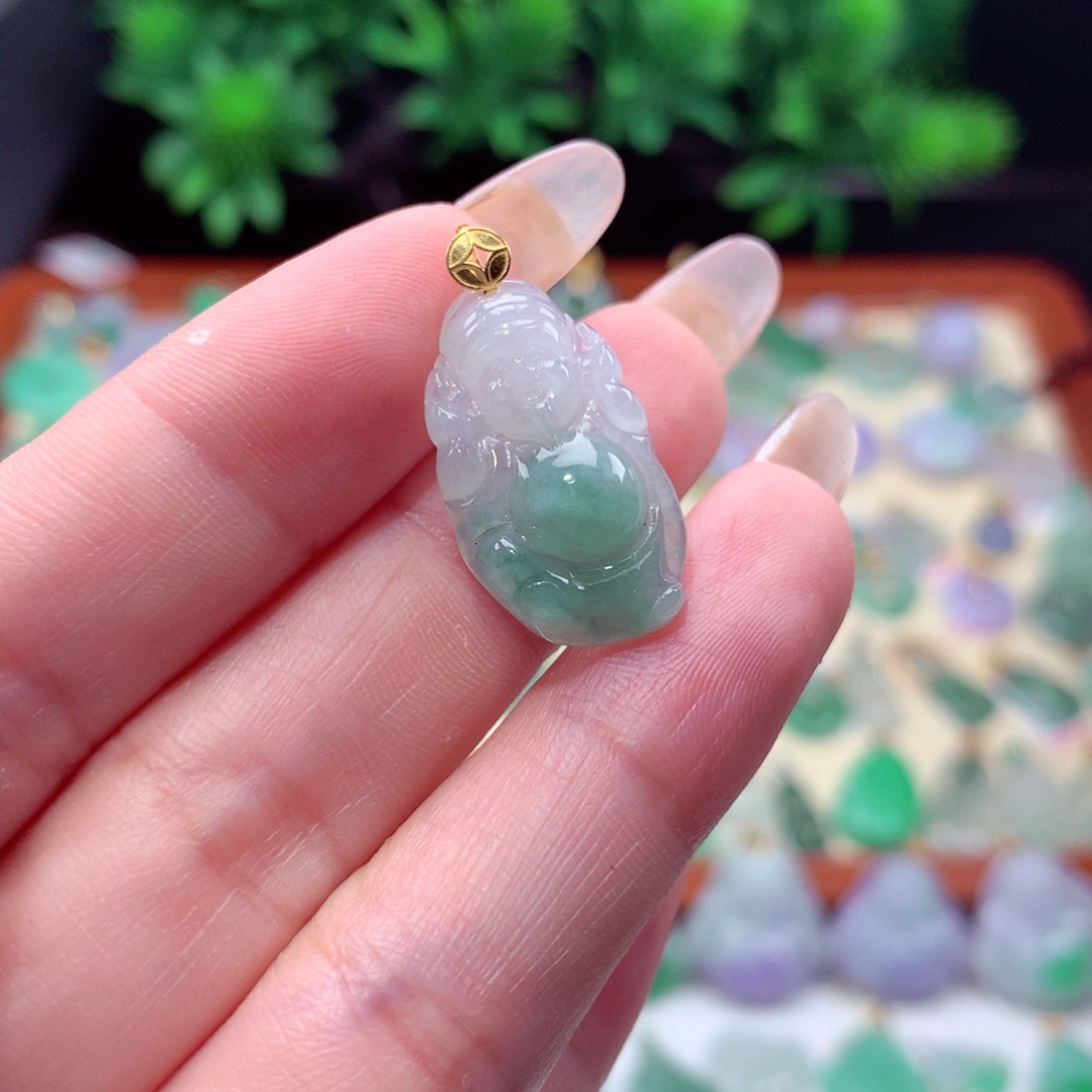 翡翠18K金镶嵌吊坠(不含链)